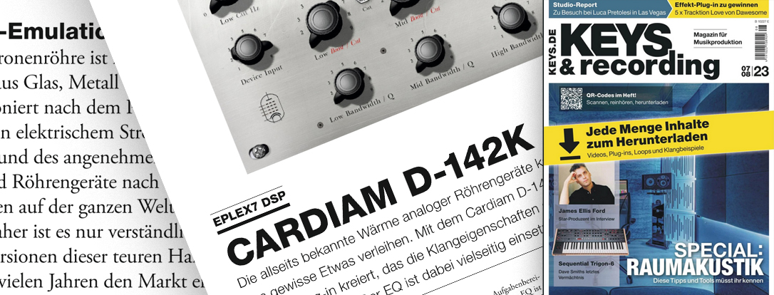 Eplex7 Cardiam D-142k plugin equalizer review in Keys & Recording magazine