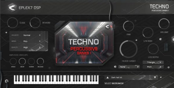 Techno percussive plugin containing melodic percussions and drums