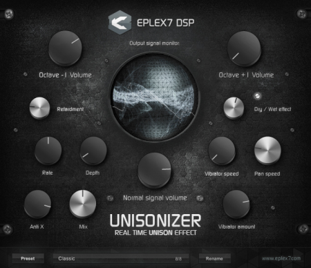 Real time unison effect plugin VST - Unisonizer by Eplex7 DSP