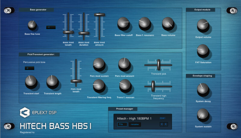 Hitech Bass HBS1 advanced bassline VST plugin synthesizer